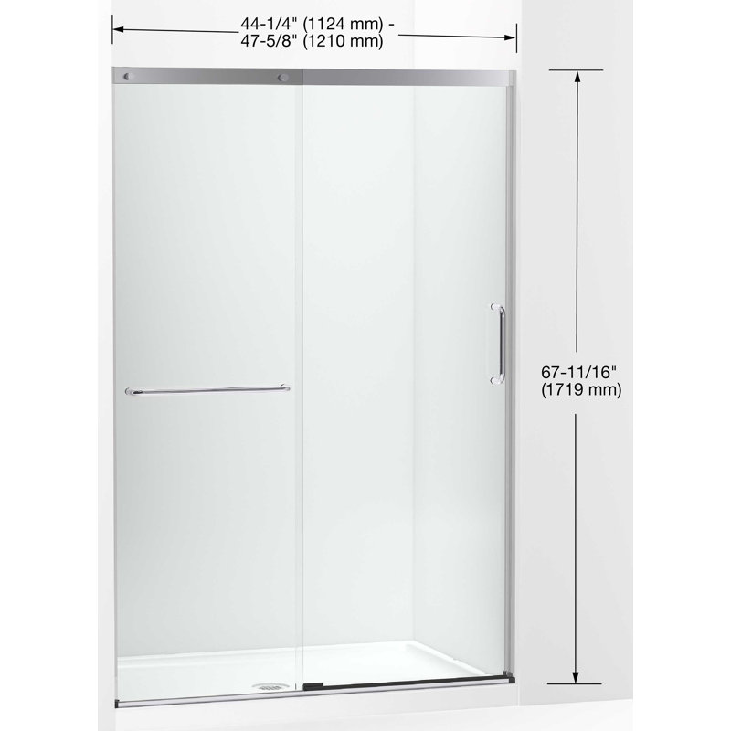 Kohler Elate Sliding Shower Door, 701/2In H X 441/4 475/8In W